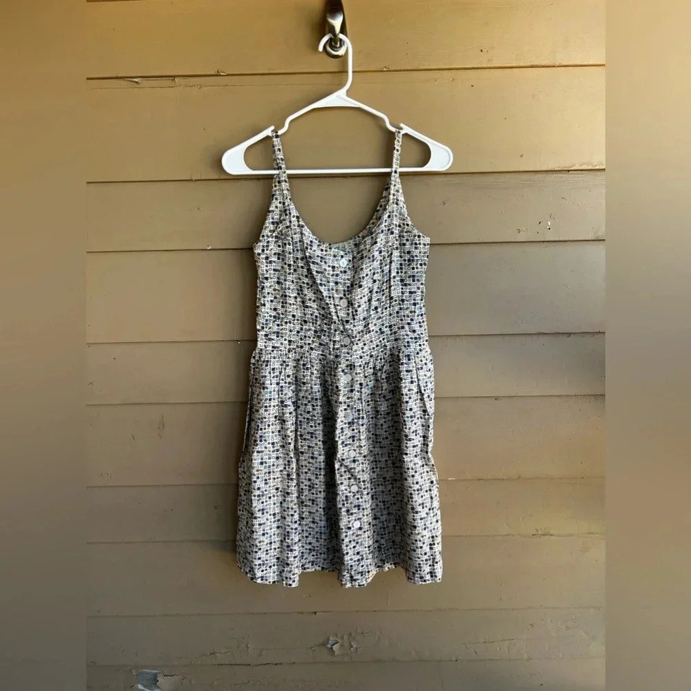 Vintage Fall Vibe Neutral Button Down Dress - Size M